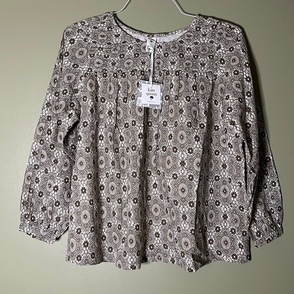 NWT, Kate Quinn Long Sleeve Flower Shirt